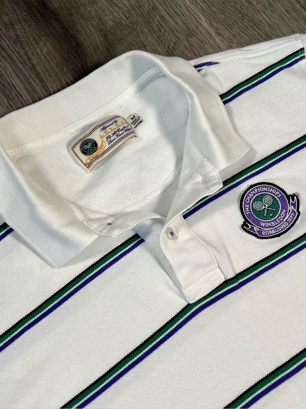 Wimbledon Polo Shirt Womens Medium White Tennis The Championships Striped Club